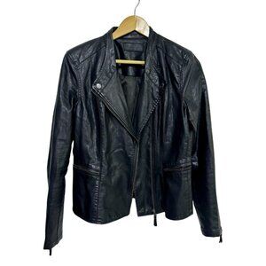 Blank NYC Womens Black Faux Leather Moto Jacket Size M